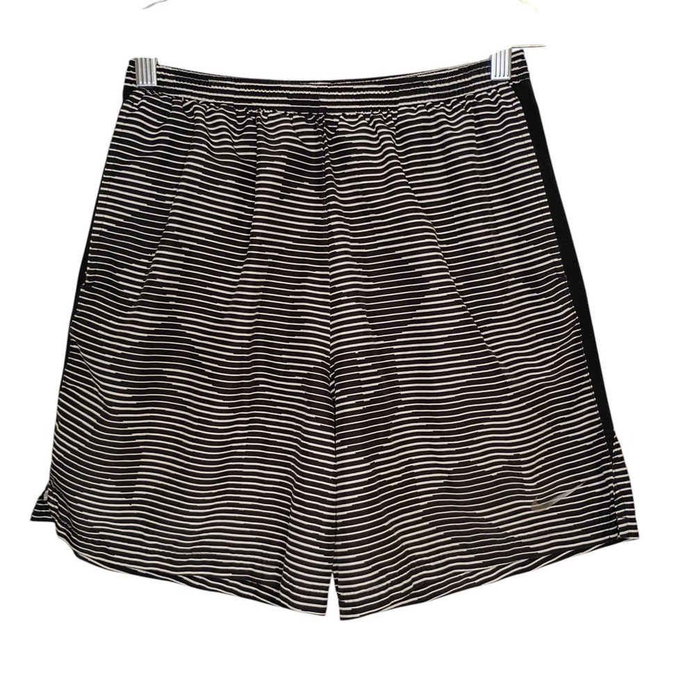 Nike Dri-FIT Running Shorts Mens Medium Black White Striped 833117-010 Gorpcore